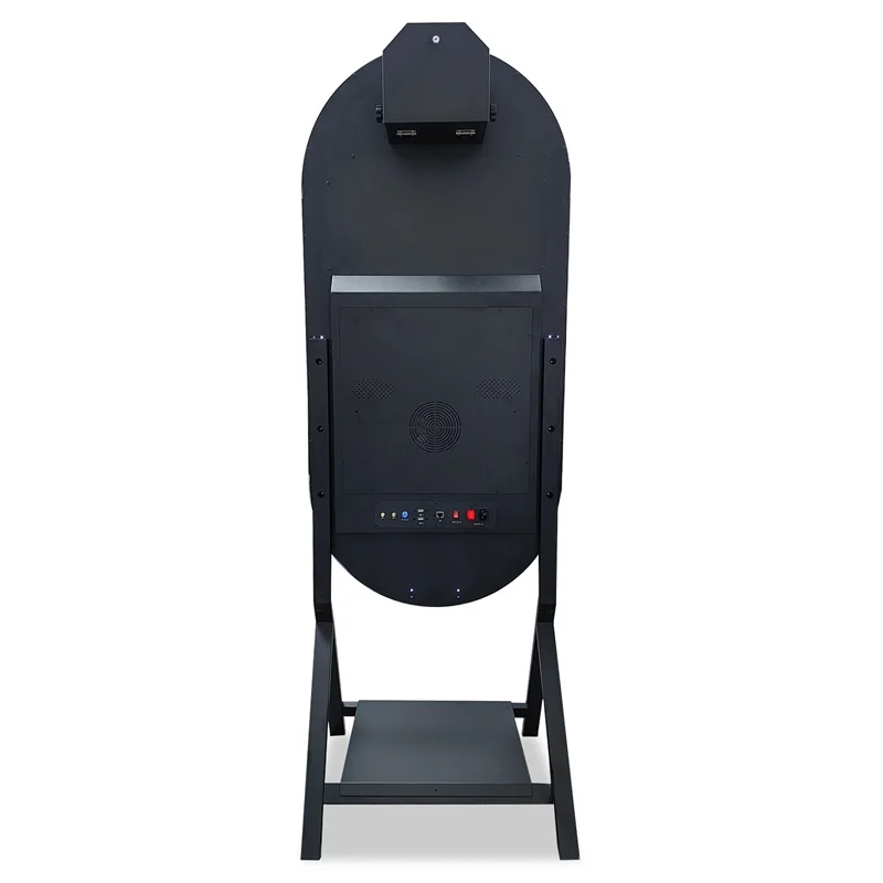 four corner oval touch screen magic mirror photo booth for wedding parties, equipped with mini computer and flight case, selfie four corner oval touch screen magic mirror photo booth for wedding parties, equipped with mini computer and flight case, selfie