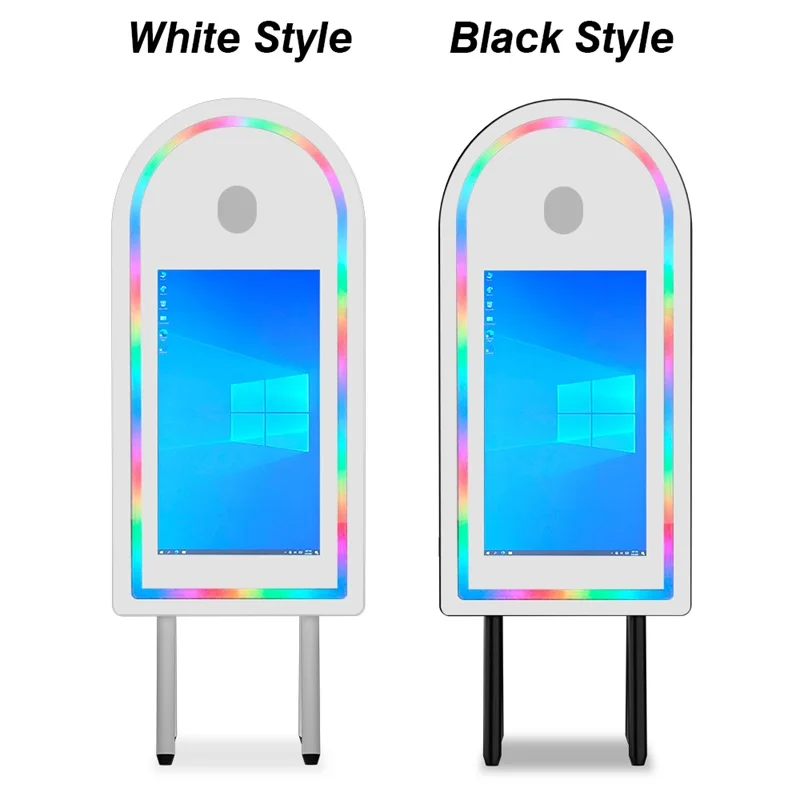 archway four legged portable magic mirror photo booth, 32 inch touch screen camera booth with led frame and flying box, selfie b archway four legged portable magic mirror photo booth, 32 inch touch screen camera booth with led frame and flying box, selfie b