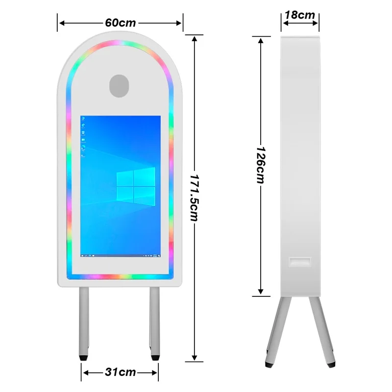 archway four legged portable magic mirror photo booth, 32 inch touch screen camera booth with led frame and flying box, selfie b archway four legged portable magic mirror photo booth, 32 inch touch screen camera booth with led frame and flying box, selfie b