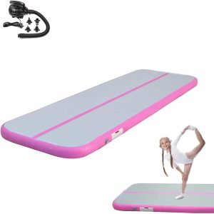 Home inflatable gymnastics tumbling mat (with pump) suitable for home gymnastics training, water fitness, inflatable yoga mat
