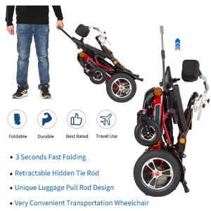 eu/usa warehouse two battery electric wheelchair,lightweight foldable powered wheelchair, portable folding carry wheelchair