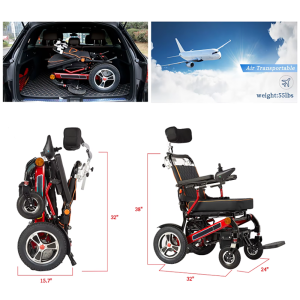 eu/usa warehouse two battery electric wheelchair,lightweight foldable powered wheelchair, portable folding carry wheelchair