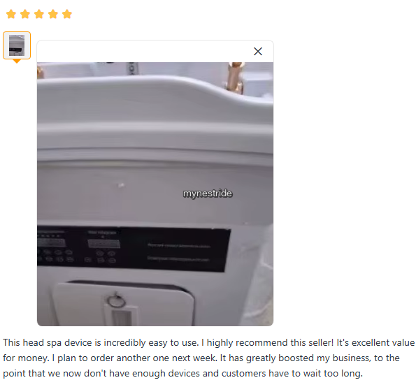 Verified customer review for Head Spa