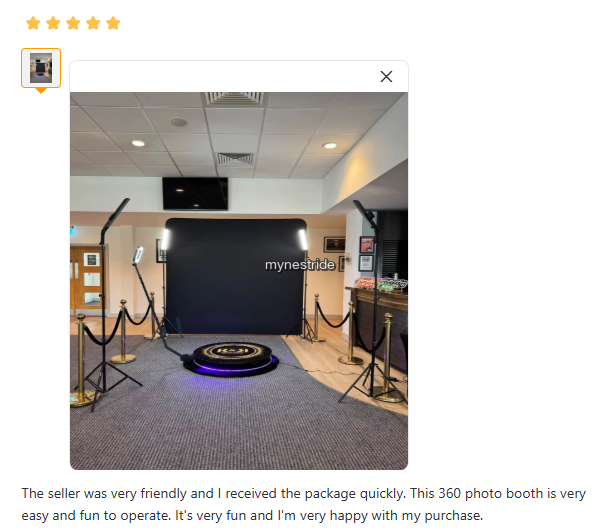 Verified customer review for Photo Booths