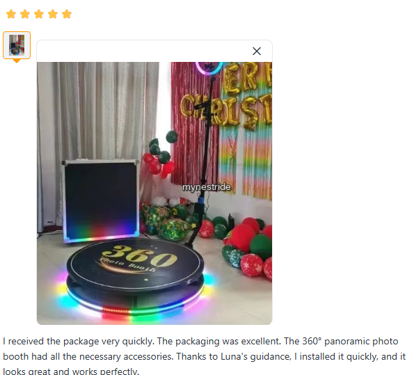 Verified customer review for Photo Booths