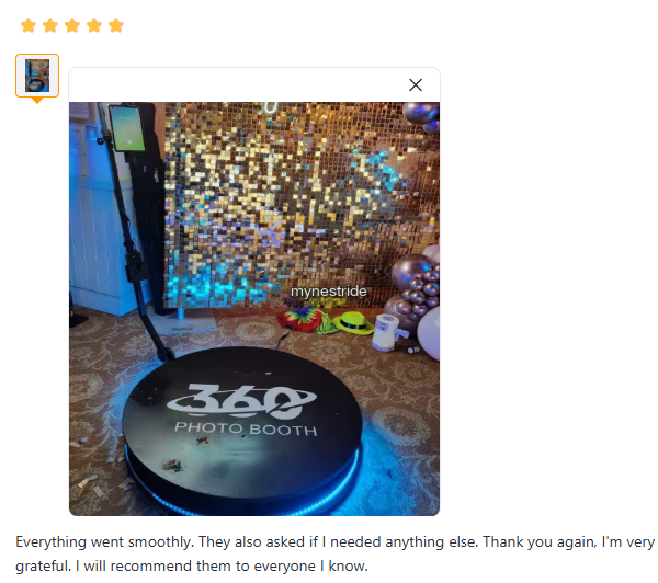 Verified customer review for Photo Booths