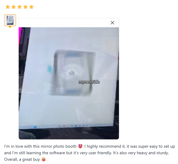 Verified customer review for Photo Booths