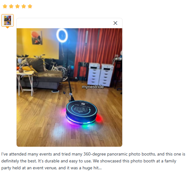 Verified customer review for Photo Booths