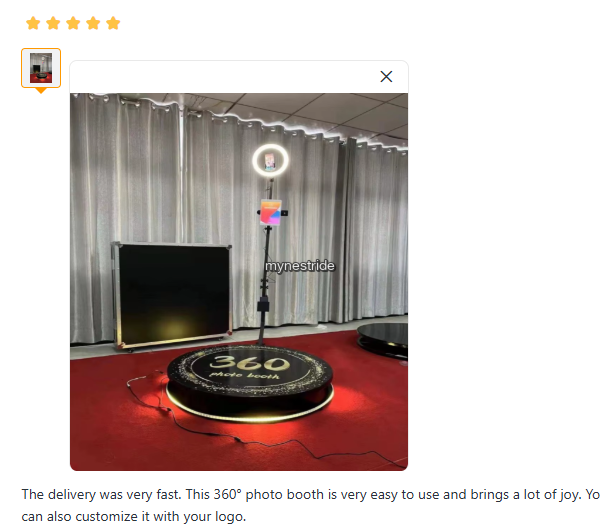 Verified customer review for Photo Booths