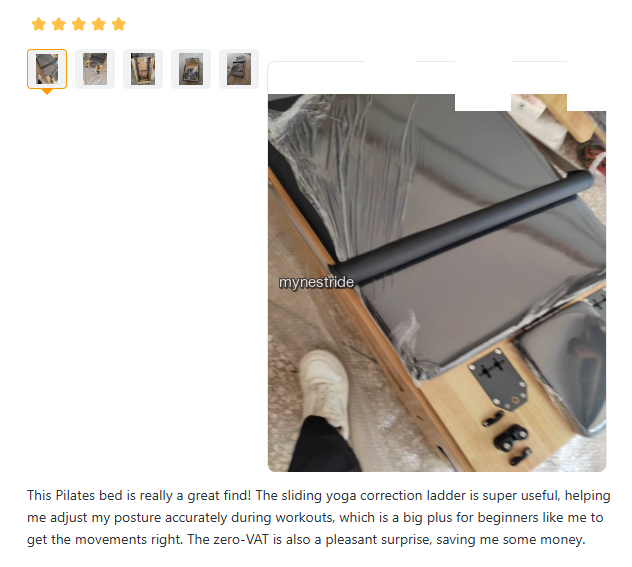 Verified customer review for Pilates